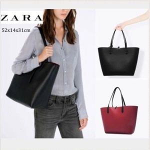 Zara reversibel black/red tote bag
